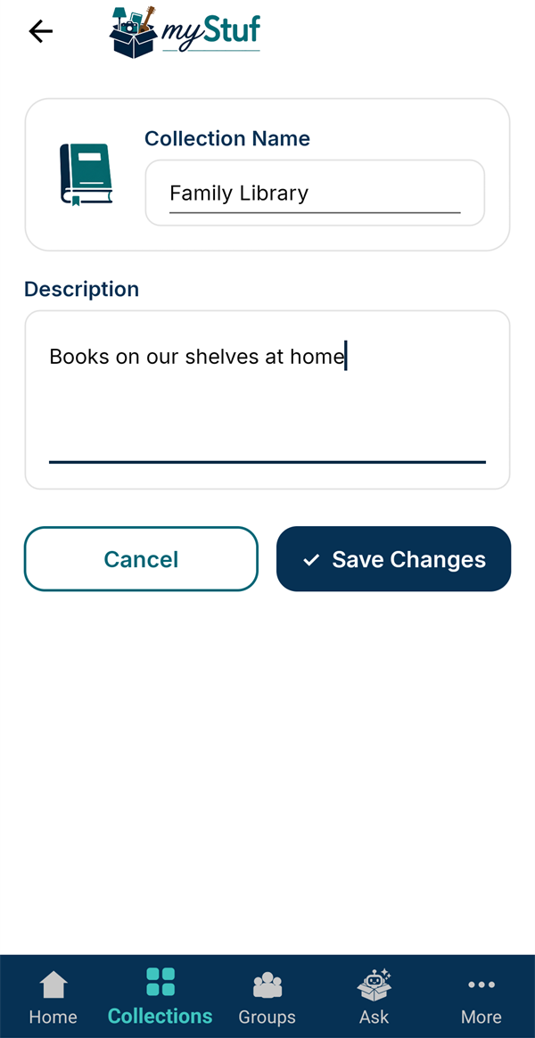 Naming the new collection Family Library