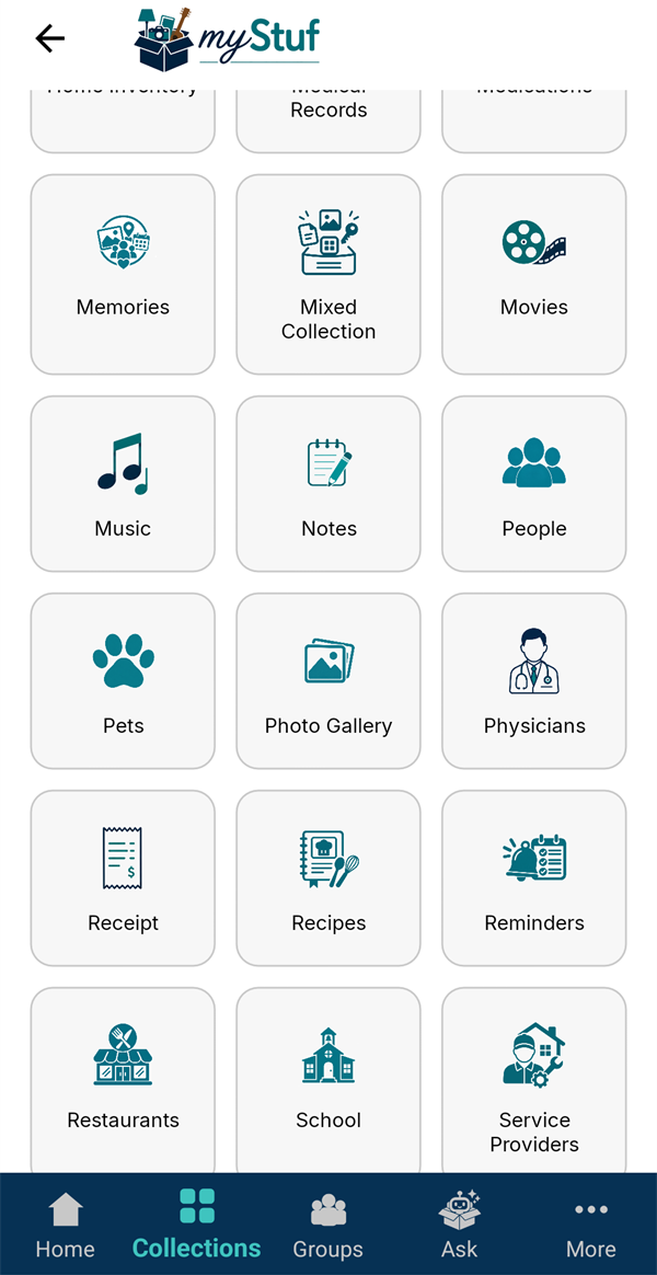 Collection types including Physicians, Medical Records and Service Providers