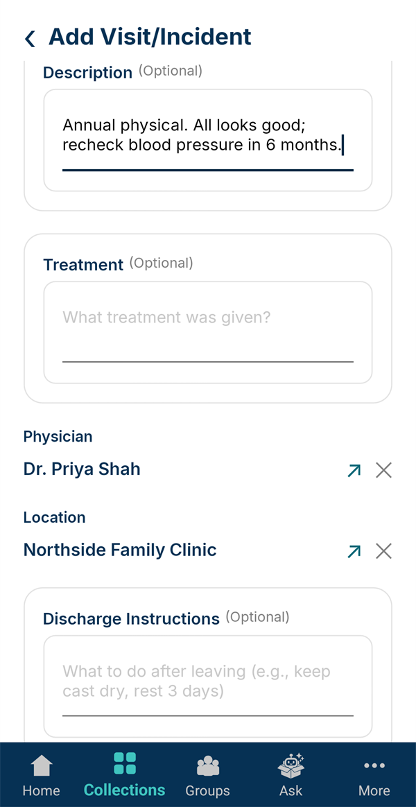 The visit with Physician Dr. Priya Shah and Location Northside Family Clinic linked