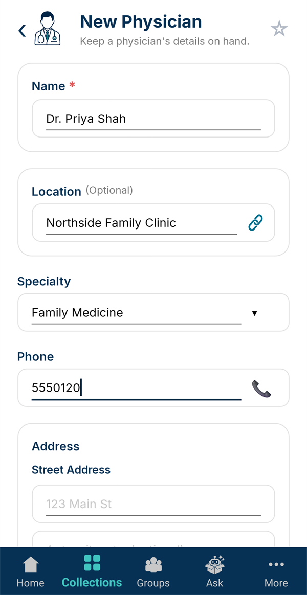 New physician Dr. Priya Shah, Family Medicine, with phone number