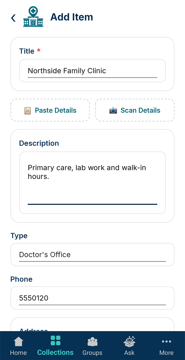 New care location: Northside Family Clinic, a doctor's office