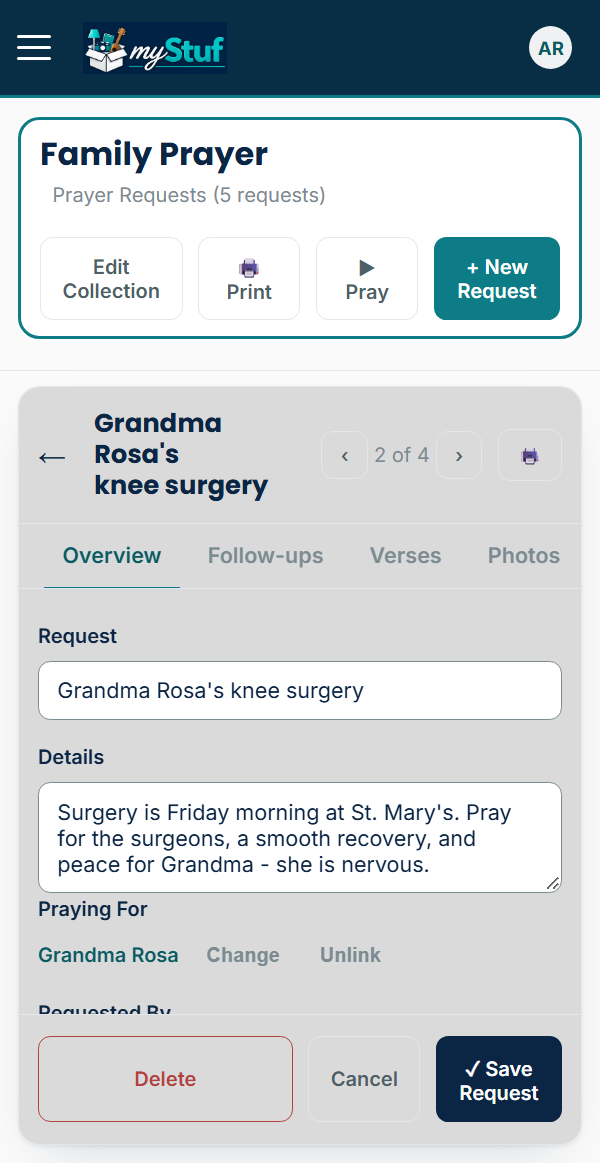 Grandma Rosa's knee surgery: the request, its details, and Praying For linked to Grandma Rosa